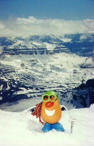 Spud reaches the 3491 metre summit of Mount Athabasca in the Columbia Icefield of Alberta, Canada