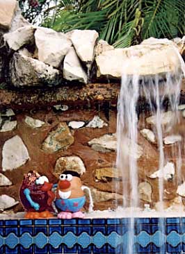 Coco tries to seduce Spud at the resort's waterfall pool