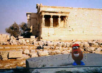 Spud checks out the ancient babes: The Caryatid Maidens