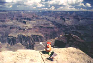 Spud teeters on the edge of Grand Canyon