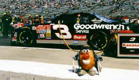 Spud checks out Dale Earnhardt's set up just prior to the race