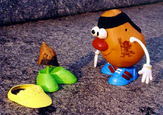 Spud looks in horror at the charred remains of his sweet potato