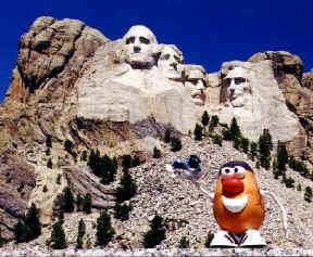 Spud hangs out with Dakota's rock stars at Mount Rushmore