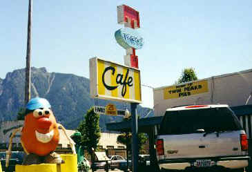 In the show it was the Double R Diner, in reality it's the Mar-T-Cafe.  Both names are equally silly in Spud's book